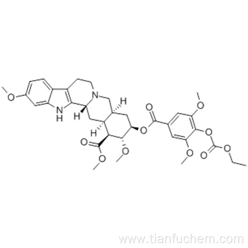 Yohimban-16-carboxylicacid, 18-[[4-[(ethoxycarbonyl)oxy]-3,5-dimethoxybenzoyl]oxy]-11,17-dimethoxy-,methyl ester,( 57184496,3b,16b,17a,18b,20a)- CAS 84-36-6